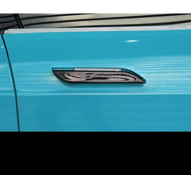 Carbon fibre door handle protection patches for Tesla Model S interior