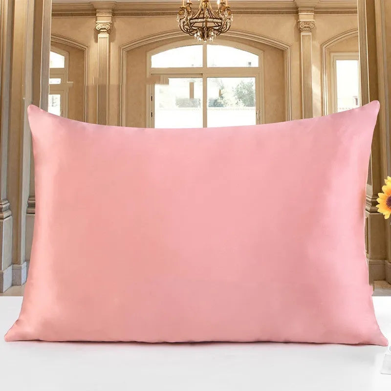 19 Momme double-sided silk pillowcase in apricot colour with hidden zipper closure