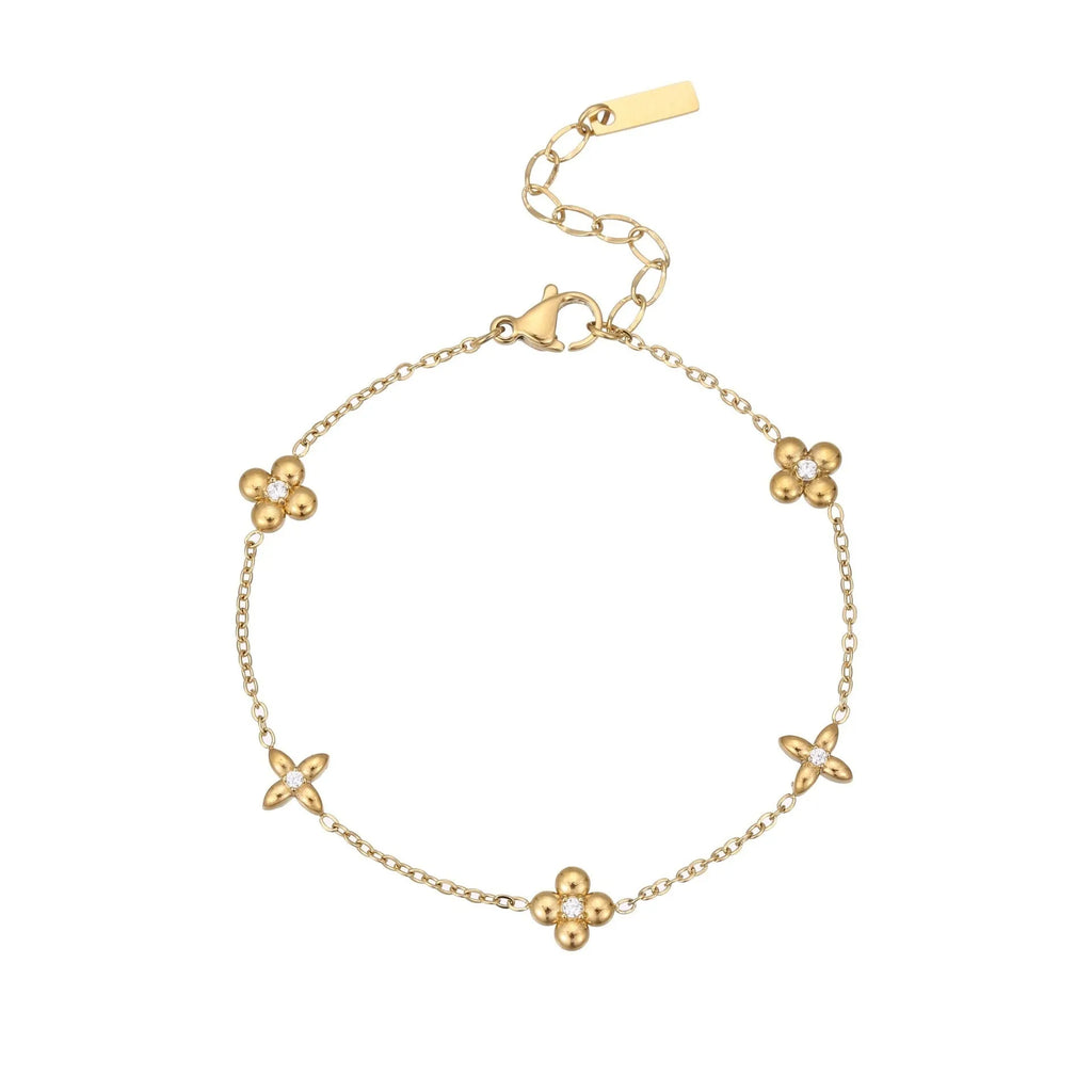 Ins women's stainless steel bracelet with 18K gold plating and a geometric star-shaped pendant.