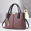 Women's large capacity soft PU leather shoulder bag in horizontal square design with leather strap