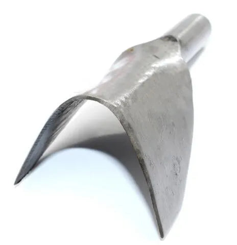Set of six steel leather craft punch tools in half-round and V shapes, sizes 15mm to 40mm