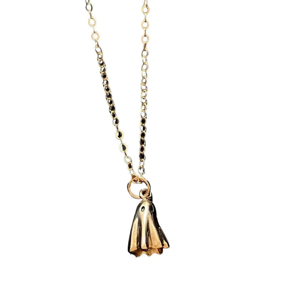 Ghost pendant necklace on twisted stainless steel chain with titanium steel detail