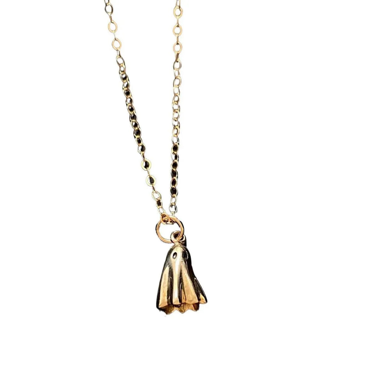Ghost pendant necklace on twisted stainless steel chain with titanium steel detail