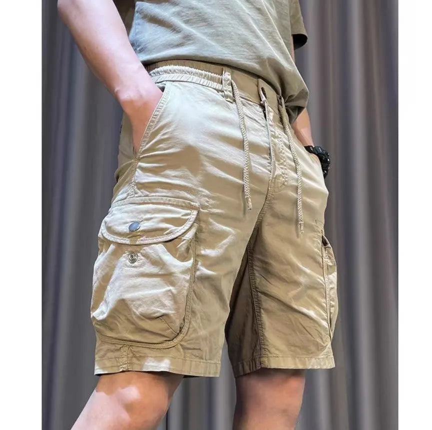 Korean style loose straight overalls pants with multiple pockets in black colour