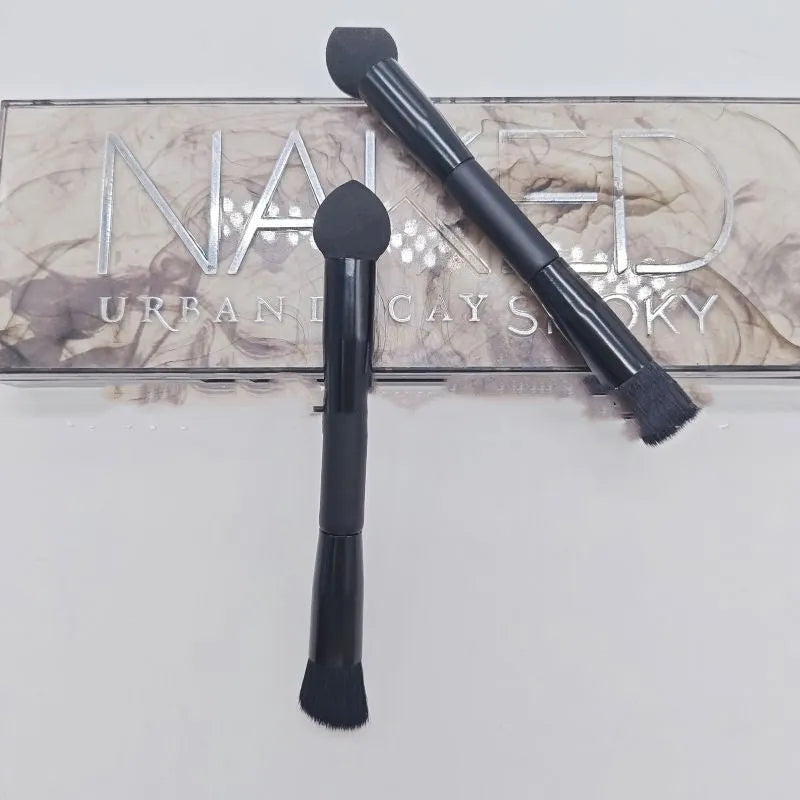 Black sponge stick concealer brush with wooden handle for dark circle makeup application