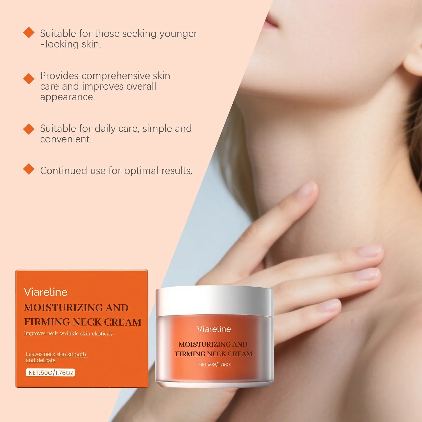 50g moisturising neck cream in 6.3cm packaging for daily contour care
