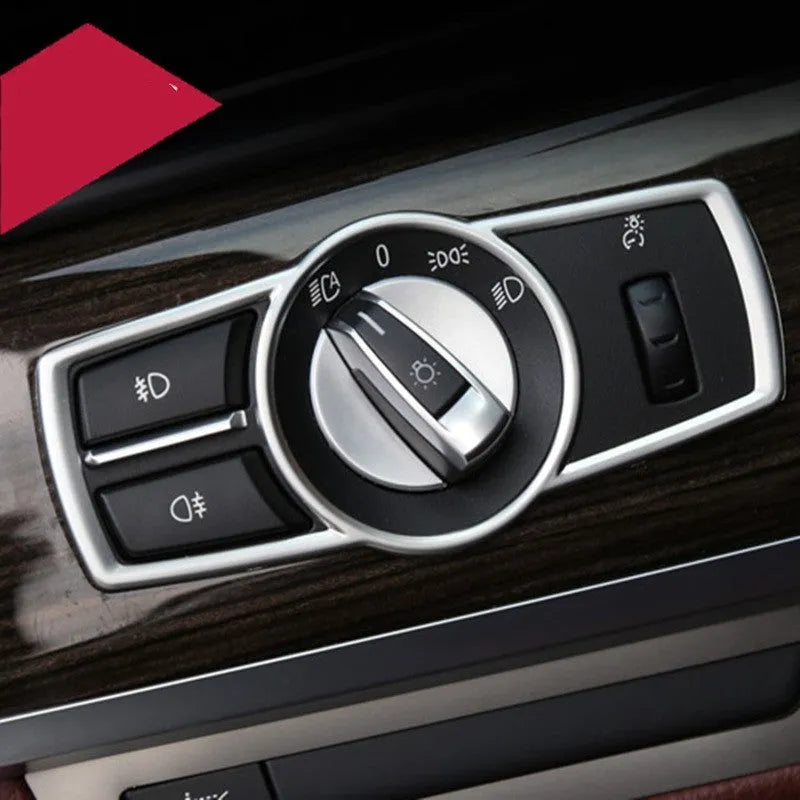 Silver ABS plastic interior trim sticker for BMW headlight switch frame