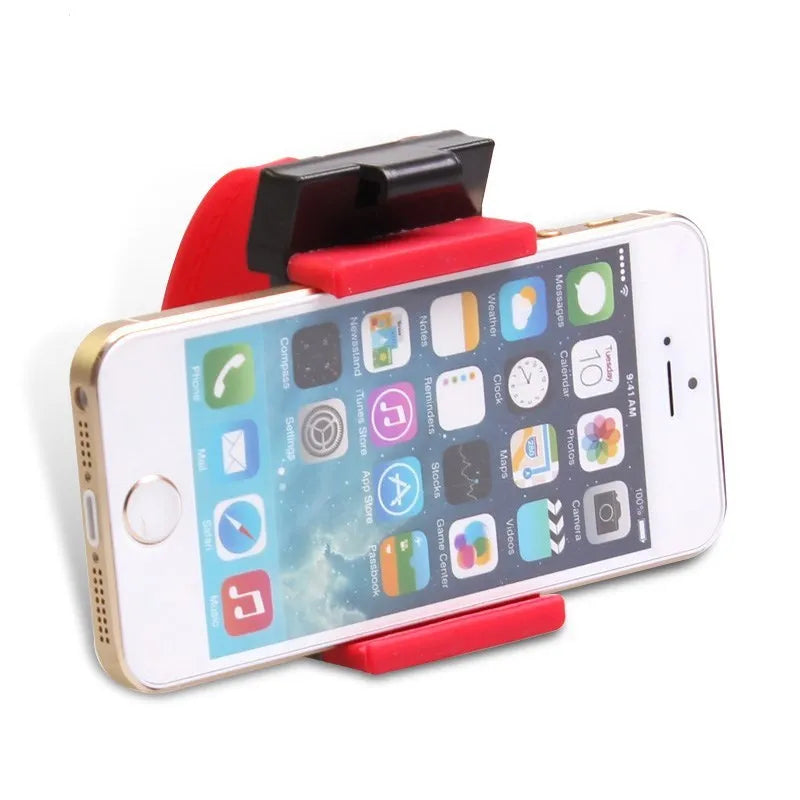 Black steering wheel phone holder with silicone pad for smartphone protection measuring 75x40x25mm