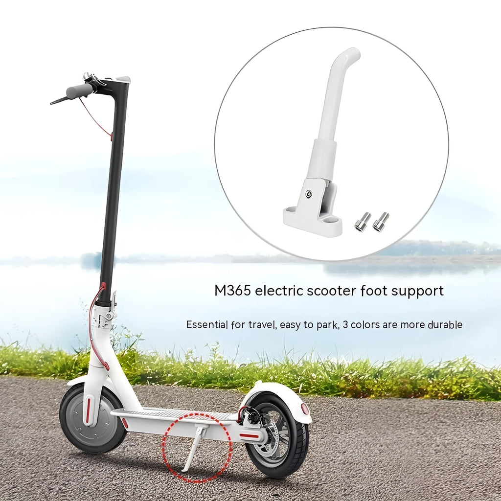 Aluminium electric scooter foot brace accessory in black, white or grey with mounting screws