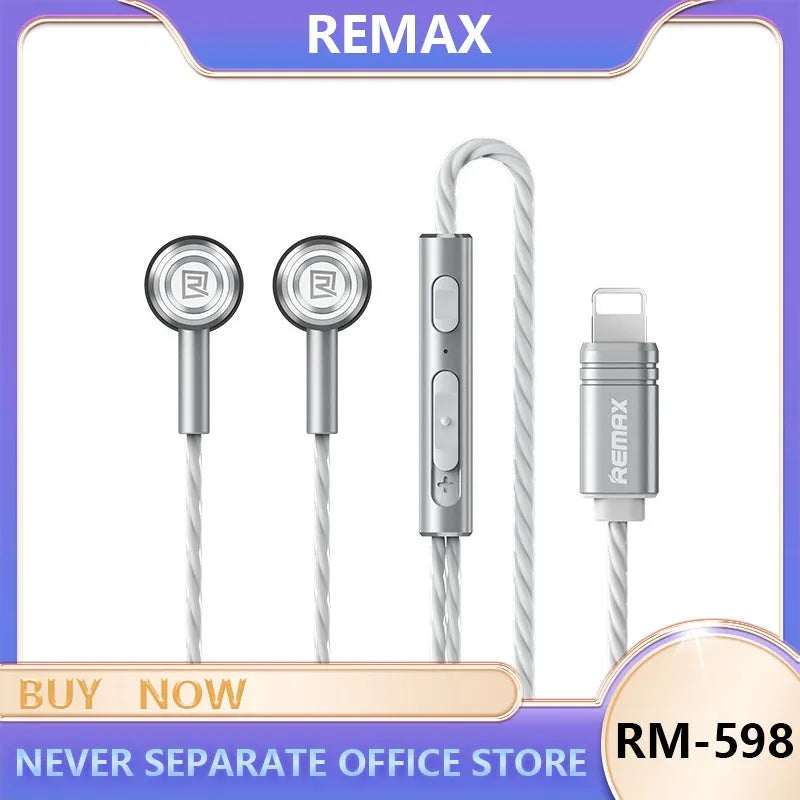 Monster Remax RM711 metal in-ear TWS earbuds with wired Type-C and Lightning in Black