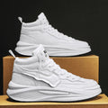 Men's black and white platform high-top shoes with round toe design