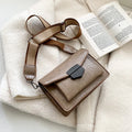 Vintage style crossbody bag in PU material showing 20cm width with four colour options