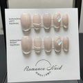 Handmade blush wearable manicure set with short-length false nails in 14-short ladder A colour design