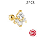 Women's S925 sterling silver flower gravel stud earrings with golden electroplated finish