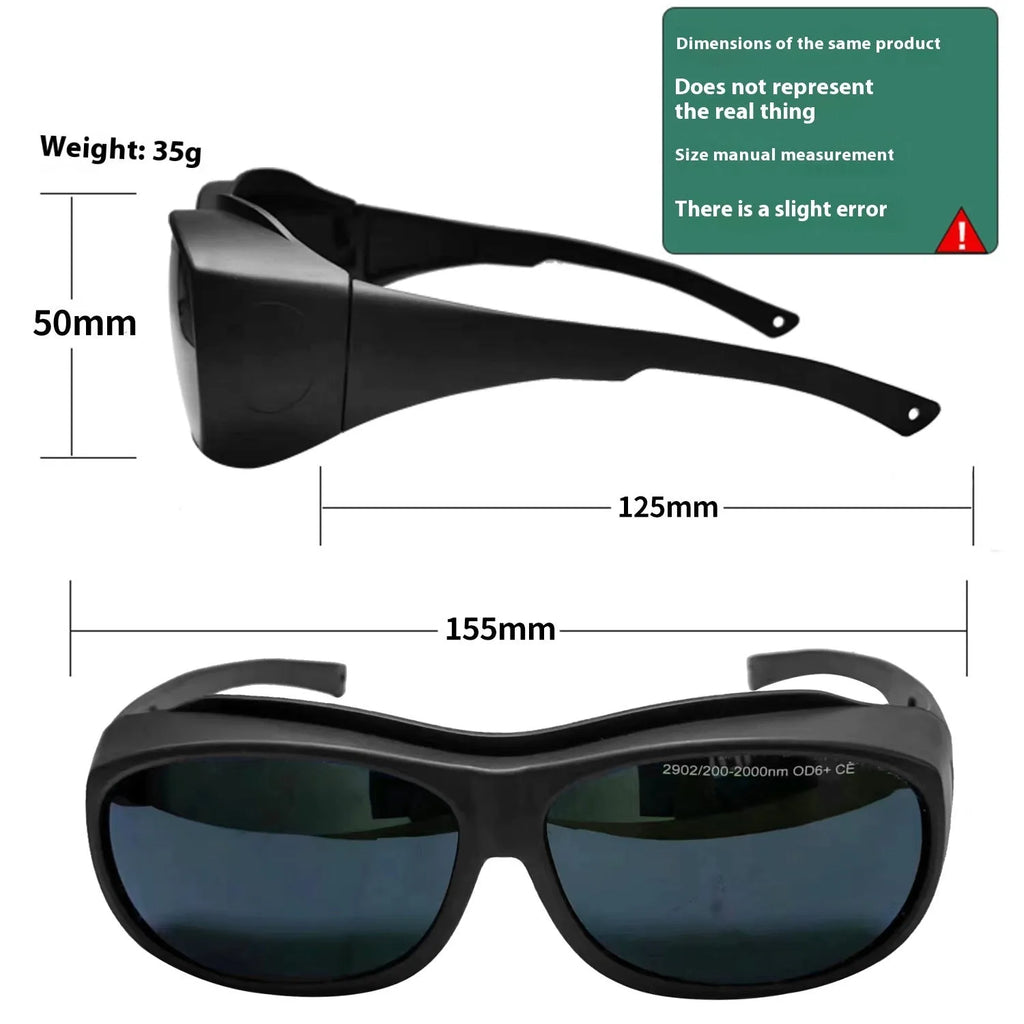 Photon skin rejuvenation and welding laser protection goggles with clear polycarbonate lenses.