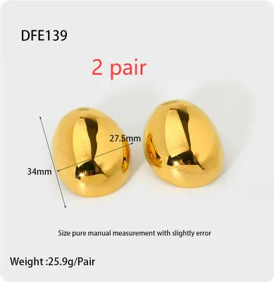 Geometric stud earrings with 18K gold plating and glazed surface in DFE139 colour