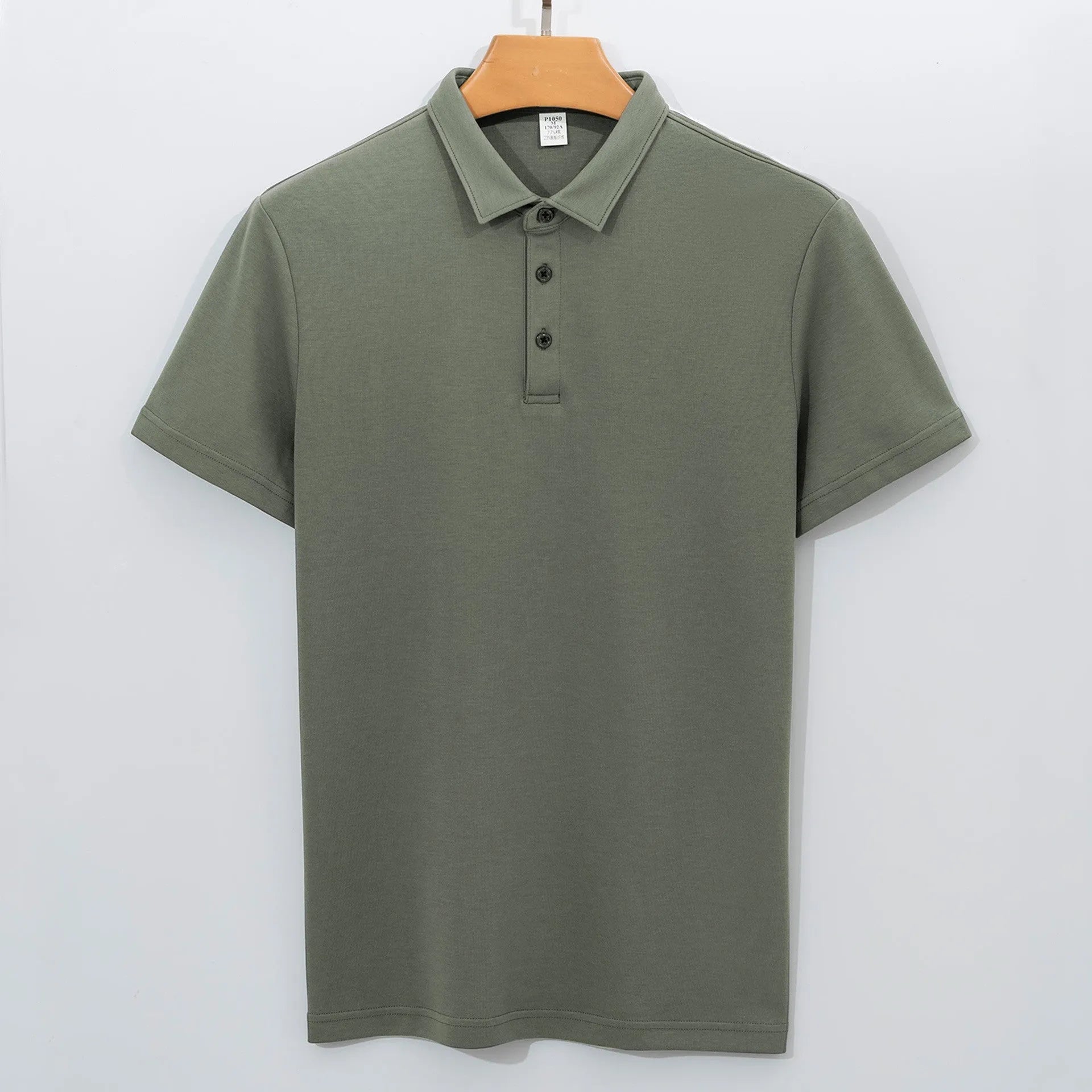230g double-sided cotton non-ironing air layer polo shirt for men short sleeve solid colour top in black