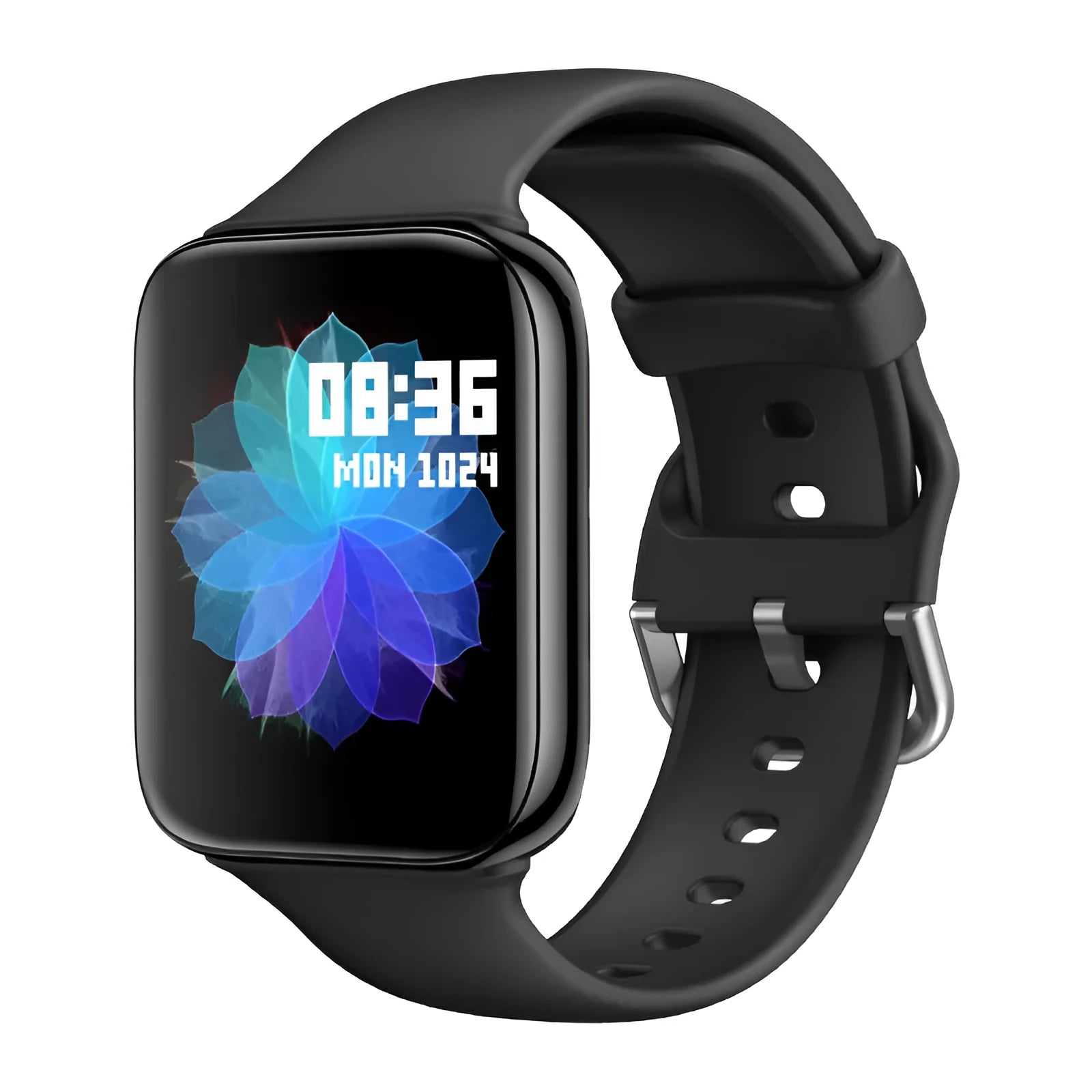 Smart bracelet with colour display showing blood pressure reading and call interface on wrist