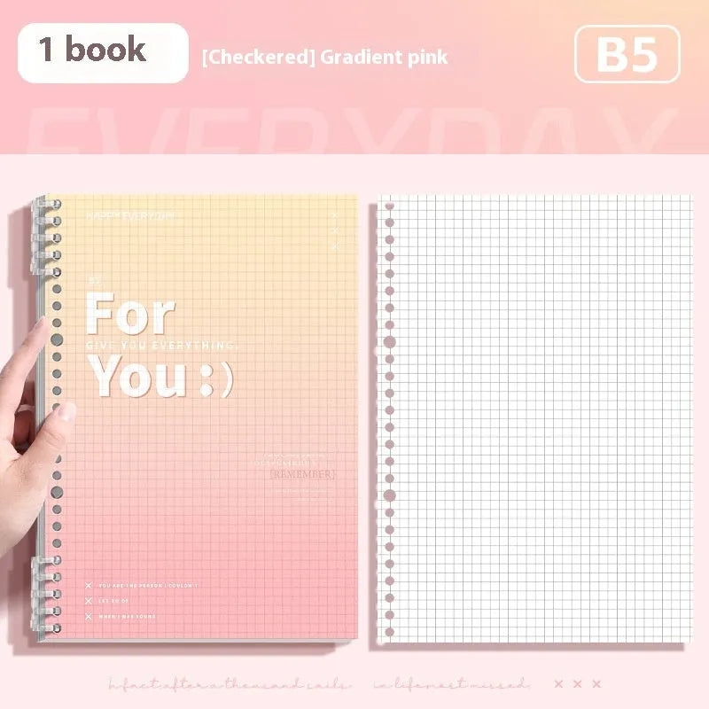 Removable coil gradient notebook in blue, green, pink, or purple with A4 and B5 size options