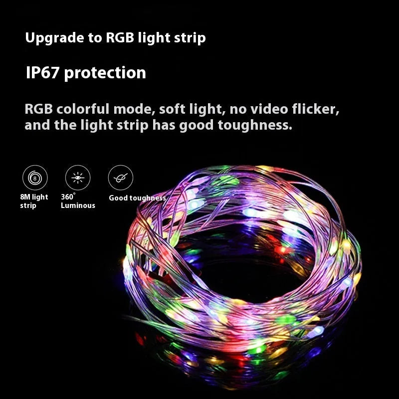 Rechargeable outdoor string lights with 30 LED beads in warm white or multicolour options