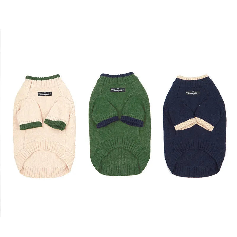 British style wool pet sweater with two-legs design in contrast colours for dogs and cats