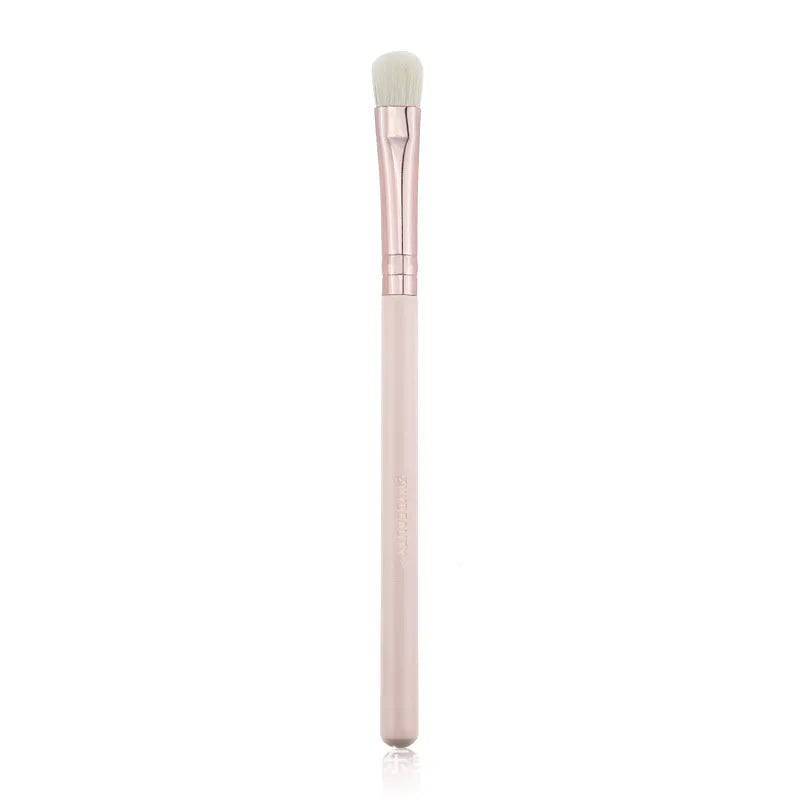 26 piece pink wooden handle makeup brush set in a PU travel bag