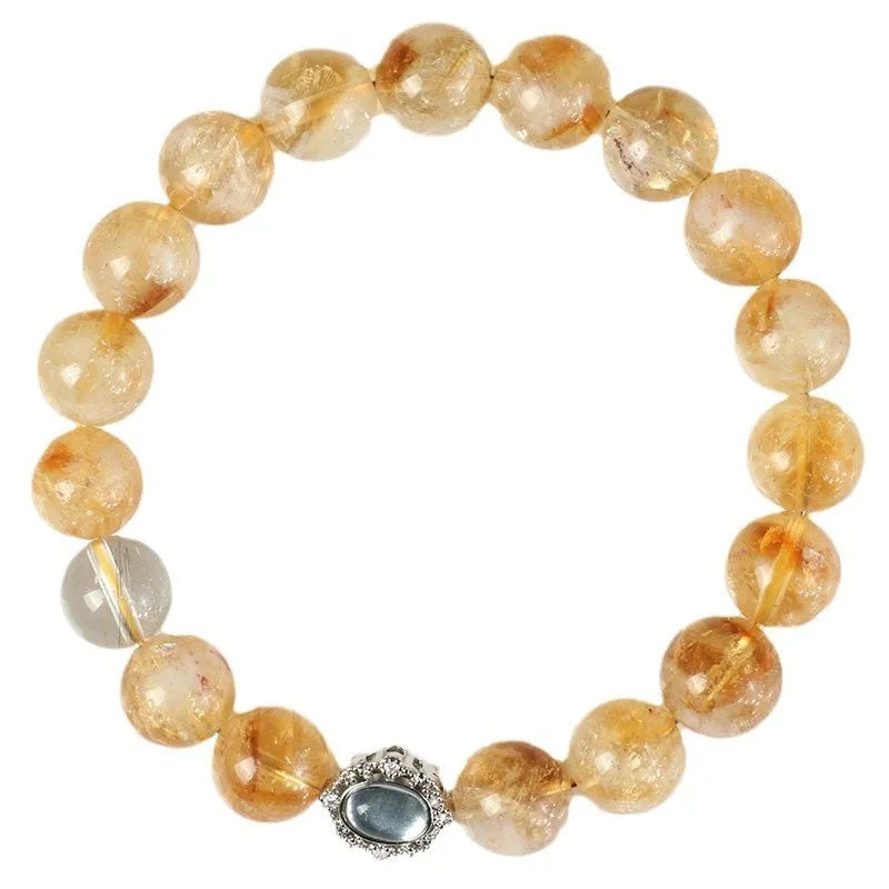 Citrine crystal bracelet with 10mm spherical beads on wrist