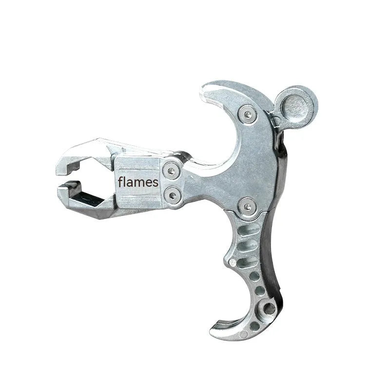 Zinc alloy archery release aid showing two-axis harpoon clip mechanism.