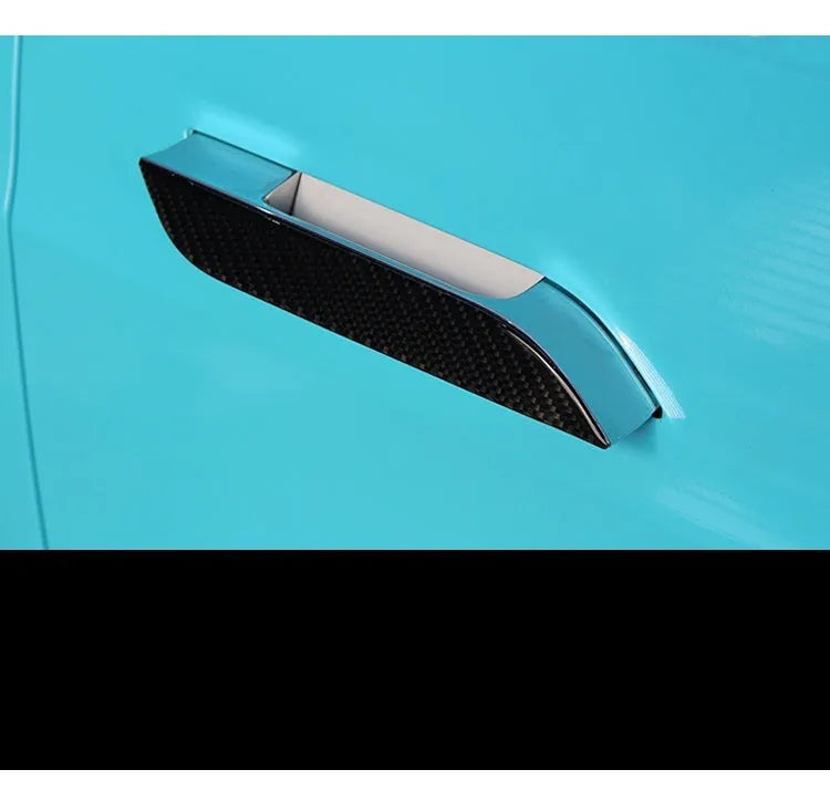Carbon fibre door handle protection patches for Tesla Model S interior
