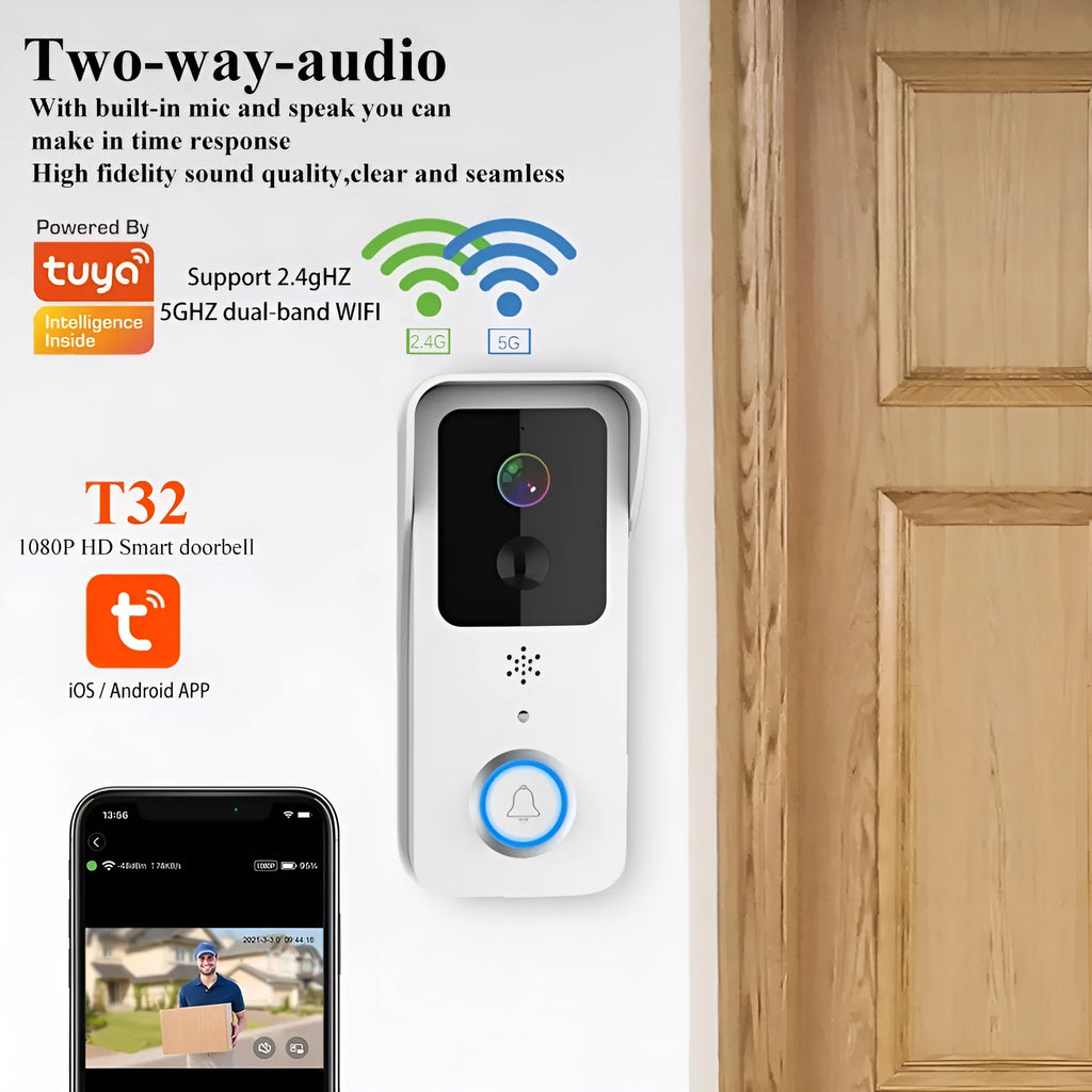 Waterproof smart visual doorbell with HD camera and remote intercom functionality