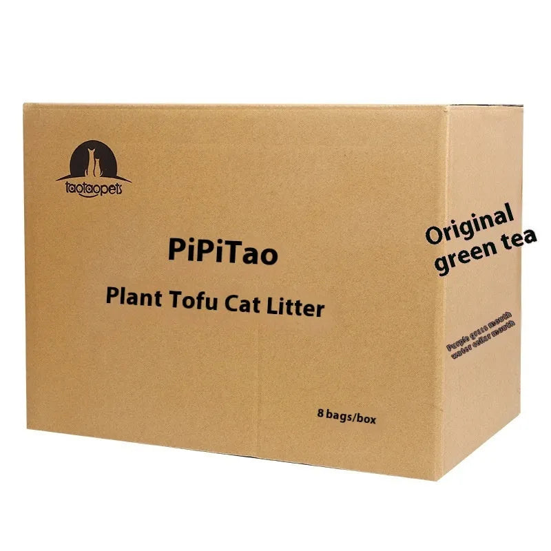 Green tea flavour biodegradable tofu cat litter in a 6L bag with clumping granules