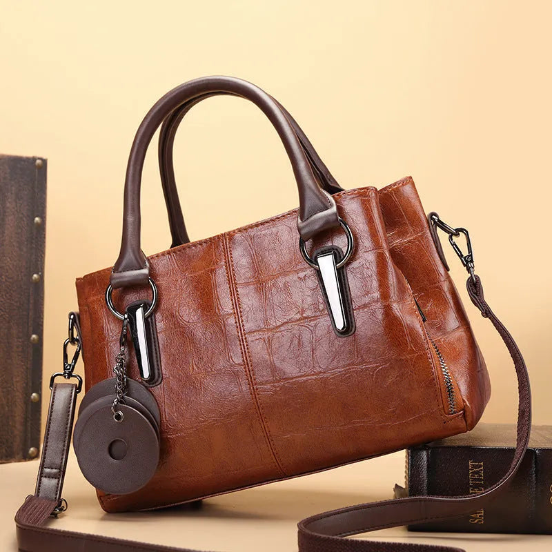 Retro contrasting colour PU shoulder bag with horizontal square shape and single strap