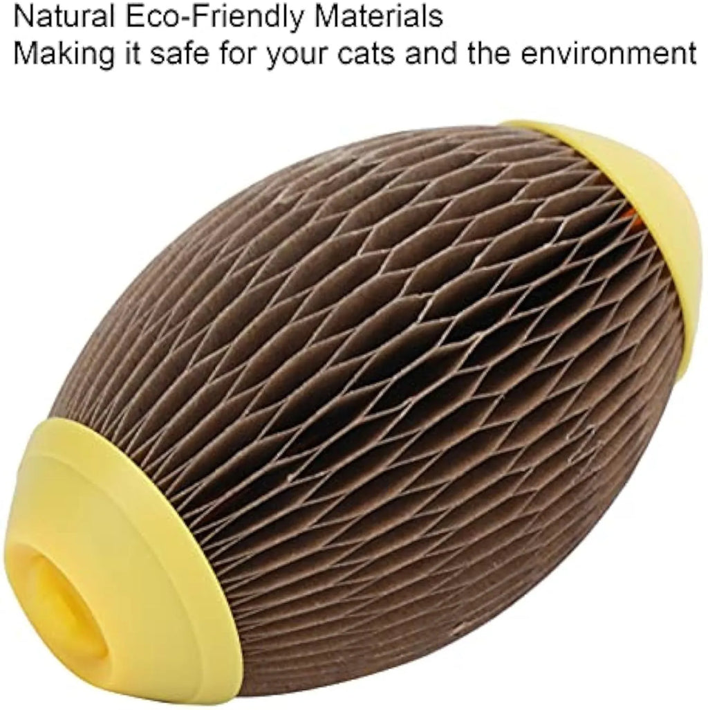 Ellipse-shaped corrugated paper catnip ball toy for scratching and play
