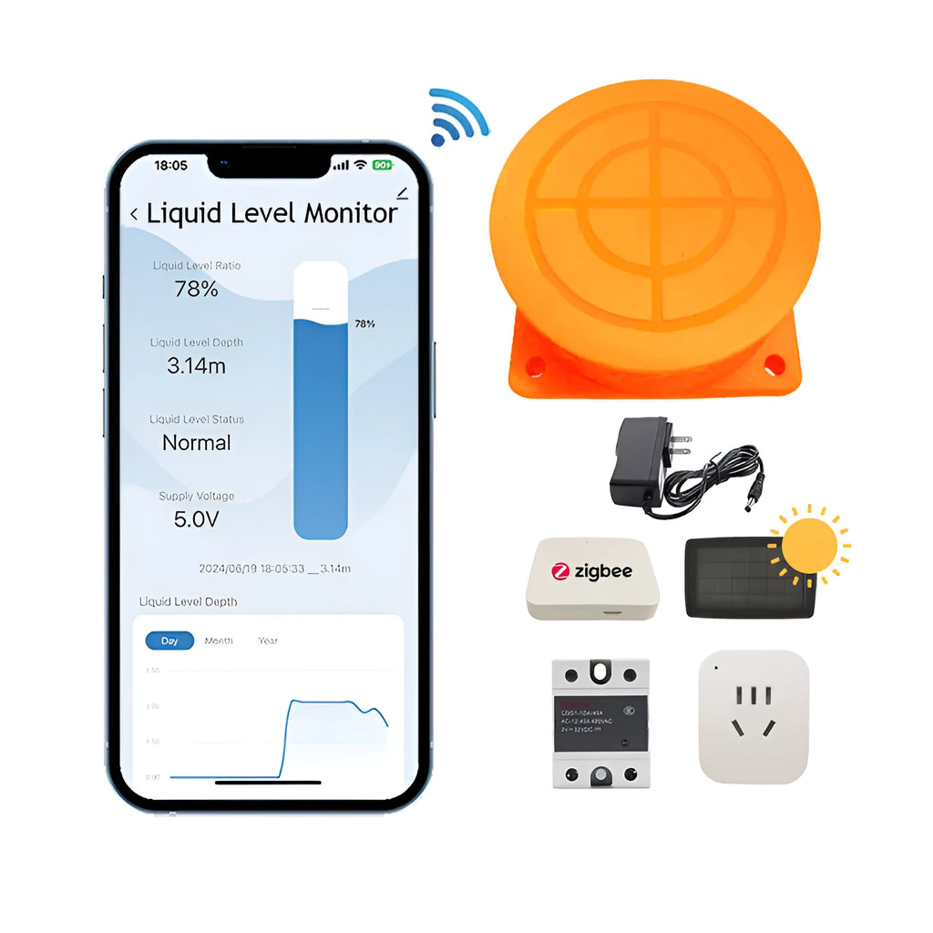Moray ME201W wireless fluid level monitor for water and fuel tanks with mobile app display