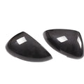 Pair of black true carbon fibre rearview mirror covers for Porsche Macan SUV.