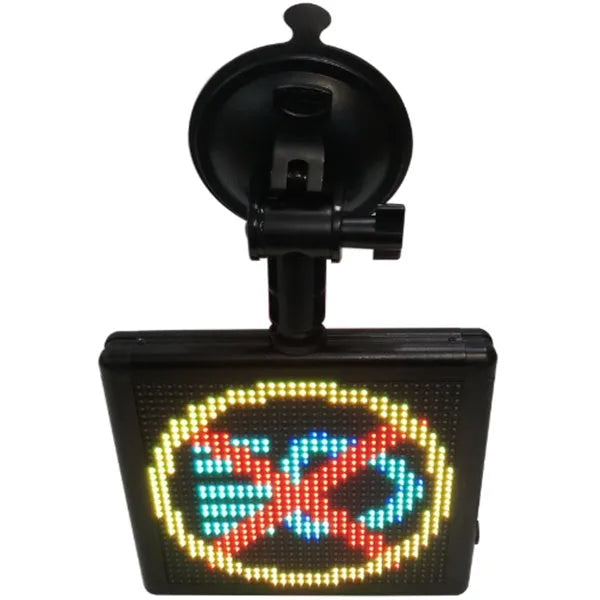 Black ABS car LED expression light showing full-color display on a square screen
