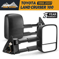 Pair of black foldable rearview mirrors for Toyota Land Cruiser 100 (1998-2007 models)