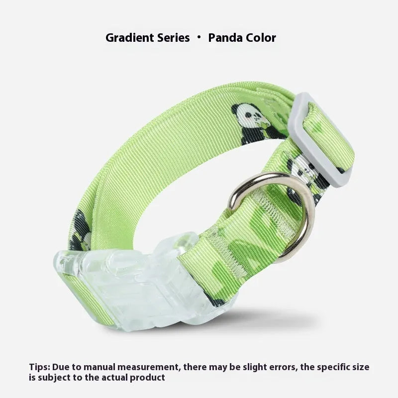 Adjustable nylon dog collar with cartoon gradient printing in S, M, and L sizes for small to medium dogs