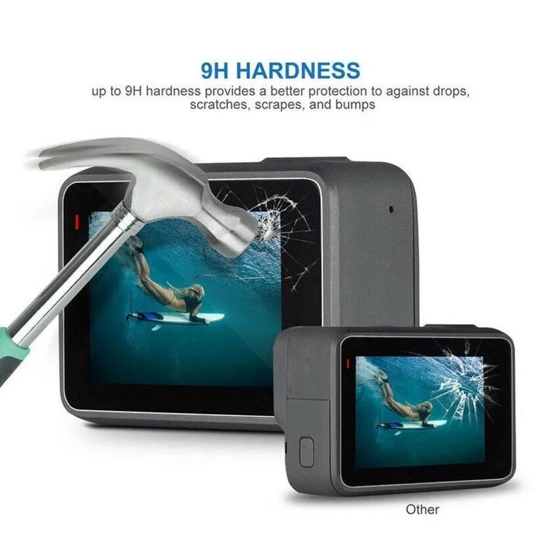 Transparent tempered glass screen and lens protector set for GoPro Hero 5 6 7 cameras