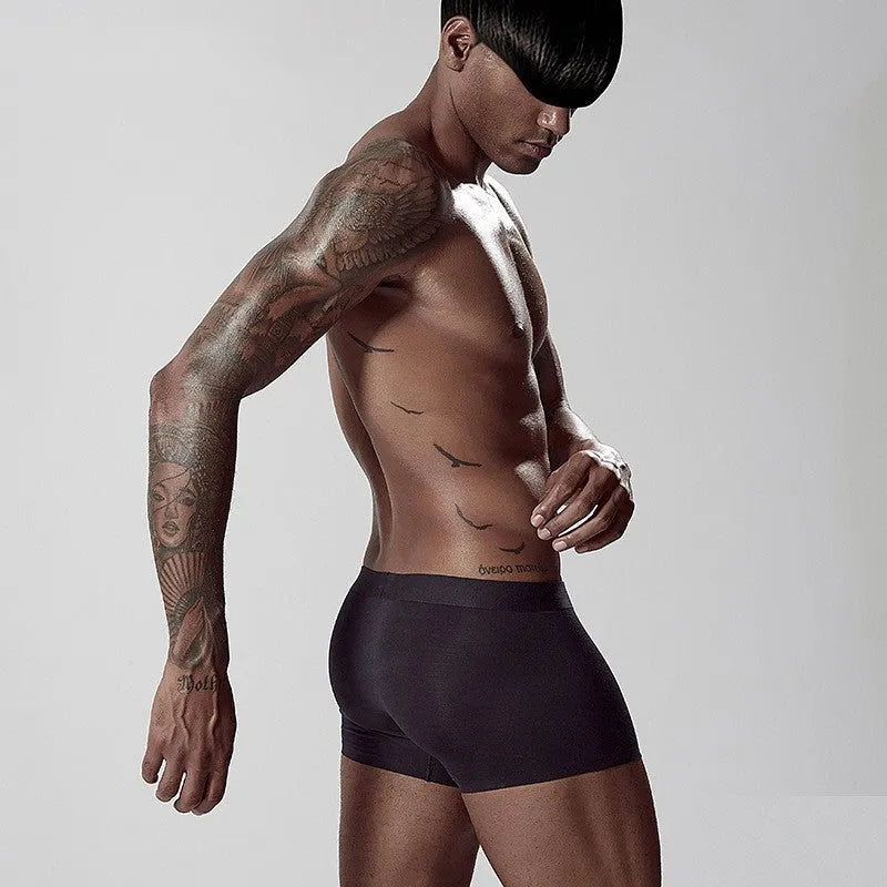 Men's seamless modal underwear in green colour showing mid waist design