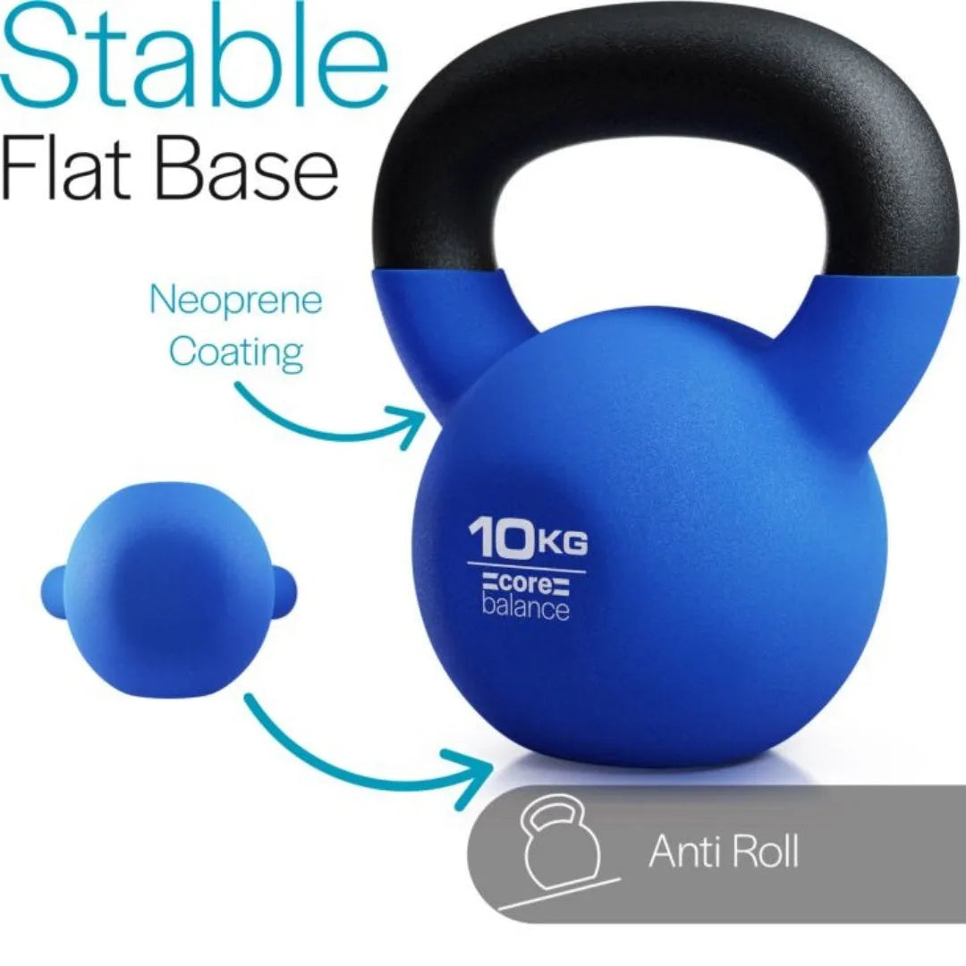 Blue cast iron teapot-shaped dumbbell on a solid background, showing 10kg weight.