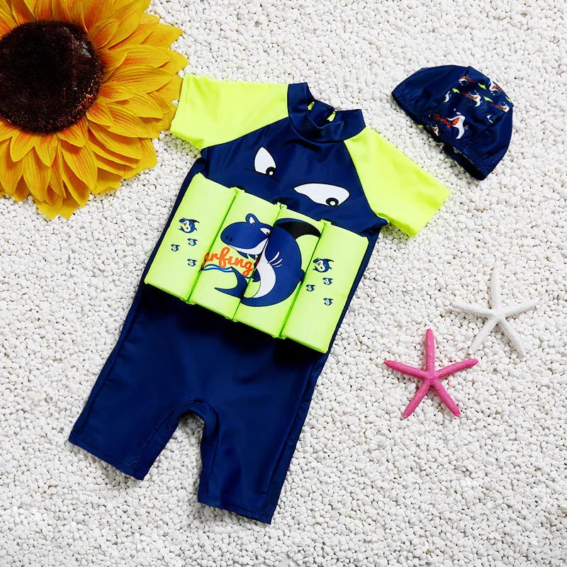Shark boy pattern buoyancy swimsuit for children's early education swimming with flotation support