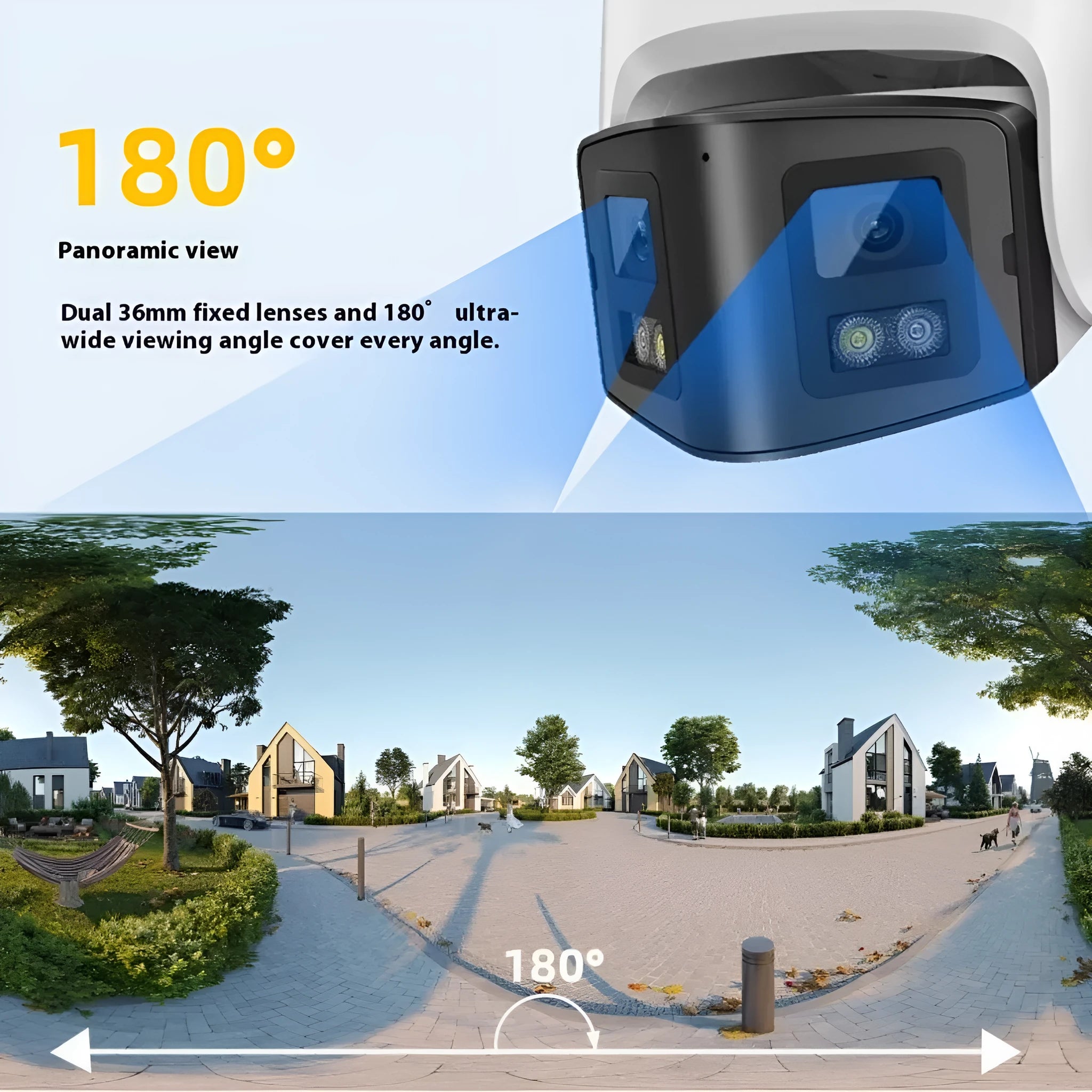 4MP dual-lens IP security camera with safety belt mounting system for outdoor CCTV surveillance