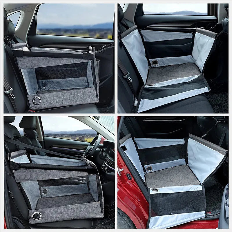 Black Oxford cloth dog travel crate 49x49x38cm collapsible car pet box