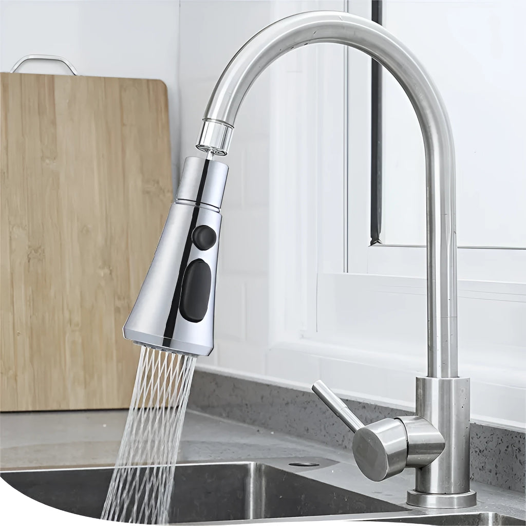 Universal pressurized kitchen faucet sprayer adapter with 360-degree rotation in matte black finish