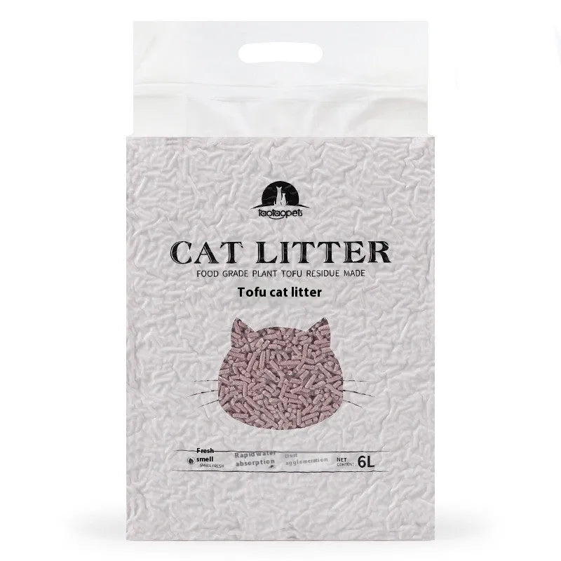 Green tea flavour biodegradable tofu cat litter in a 6L bag with clumping granules