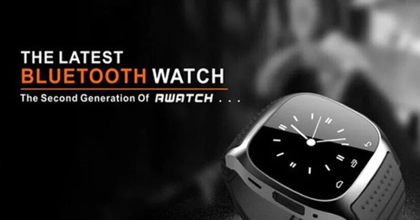 Bluetooth sports smartwatch in black, white, or blue with smartphone compatibility