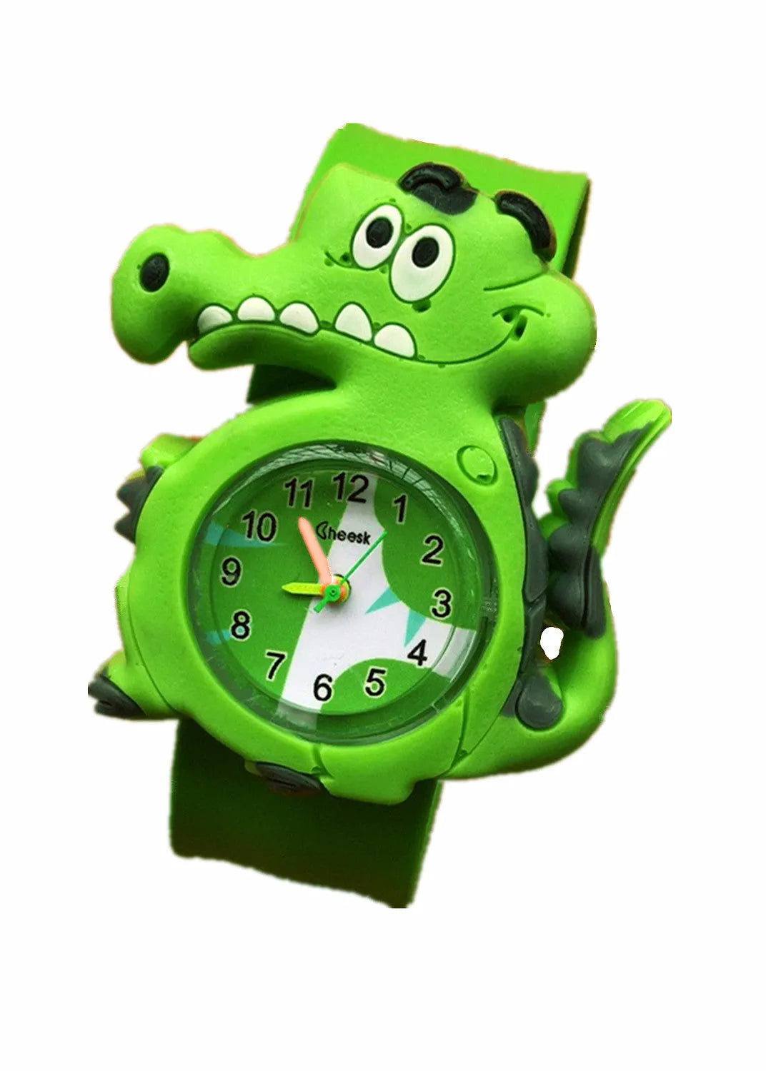 3D cute cartoon kids silicone watch with a 3.6cm face in a Black panda design showing the time on a white background