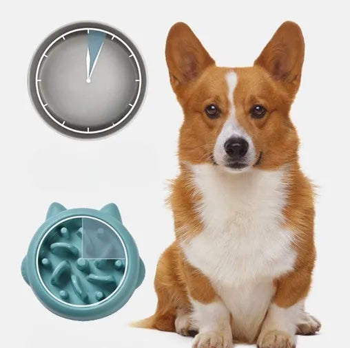 Green bone-shaped slow feeder bowl for dogs with raised interior ridges