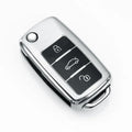 VW Model A car key TPU protective case in blue for 3-button folding remote.
